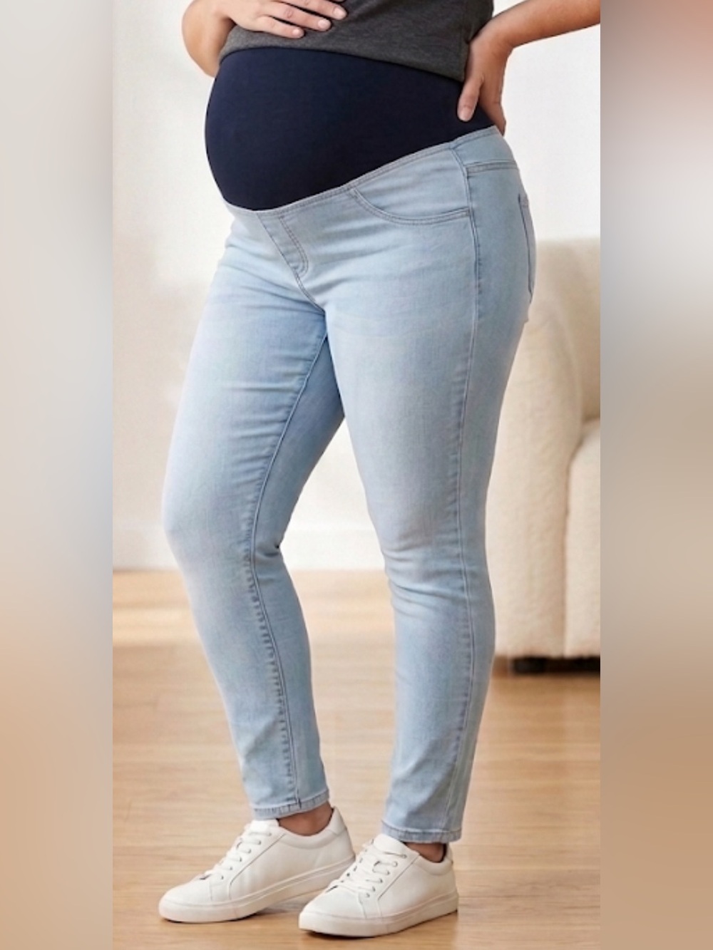INGRID & ISABEL I Jeans Light Blue Maternity Skinny Over-Belly Panel NWT Sz 12